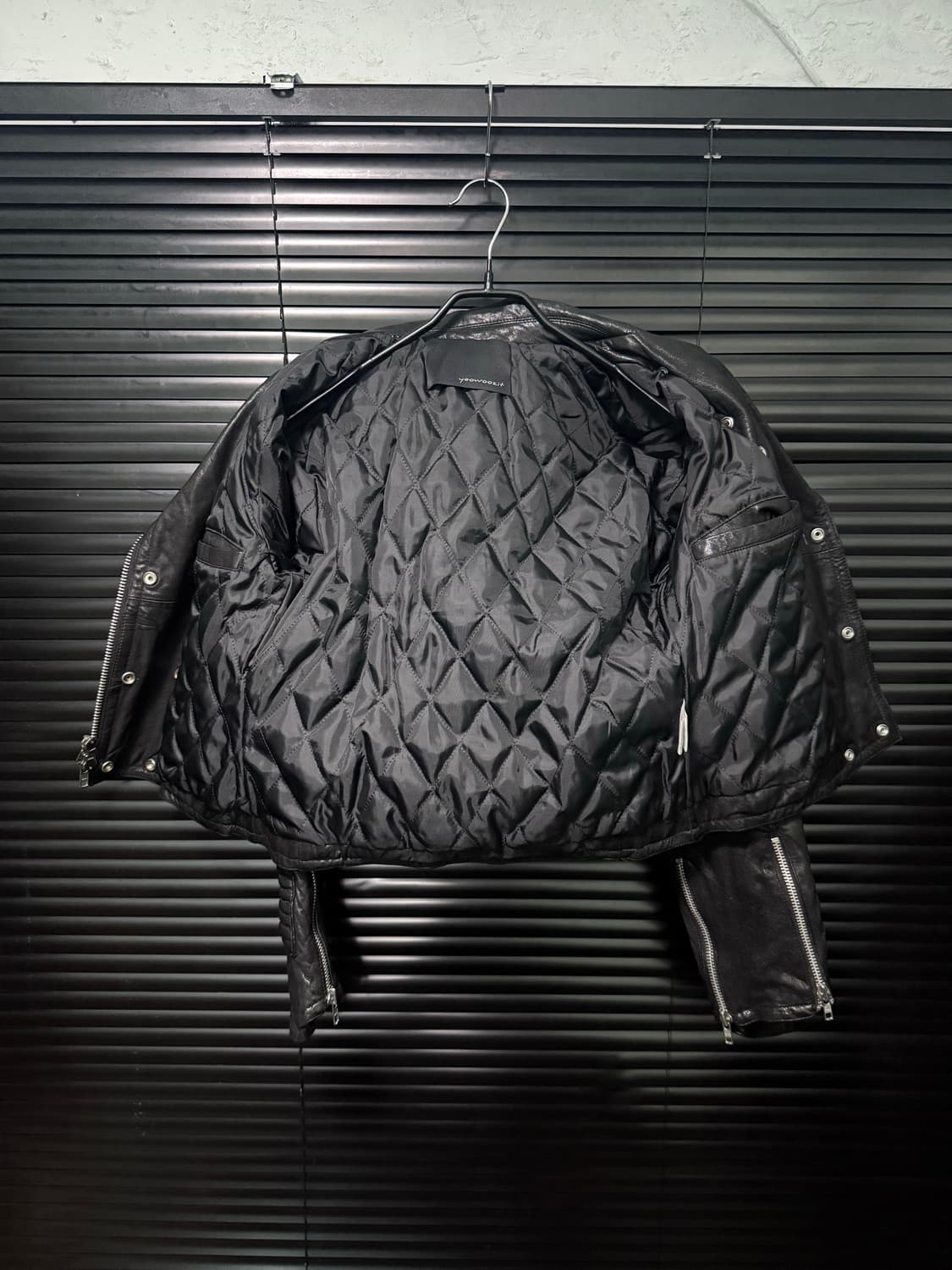 yeowoozit 엠보싱 락 고스 펑크 더블 라이더 바이커 지퍼 양가죽 상품이미지8