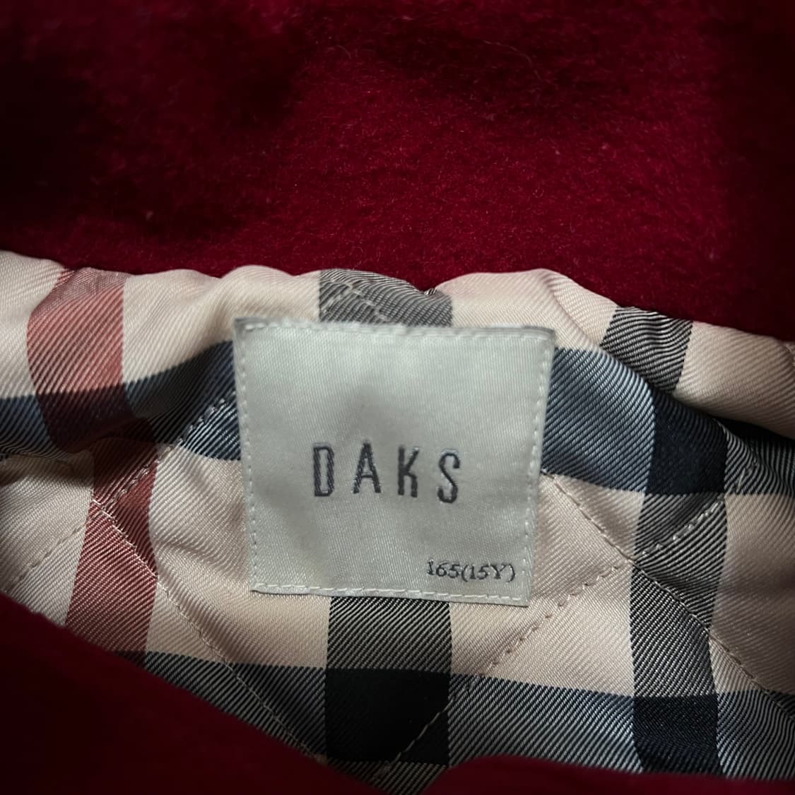 닥스 키즈 체크 배색 모직 코트 자켓 [와인] 165(15세) 상품이미지5