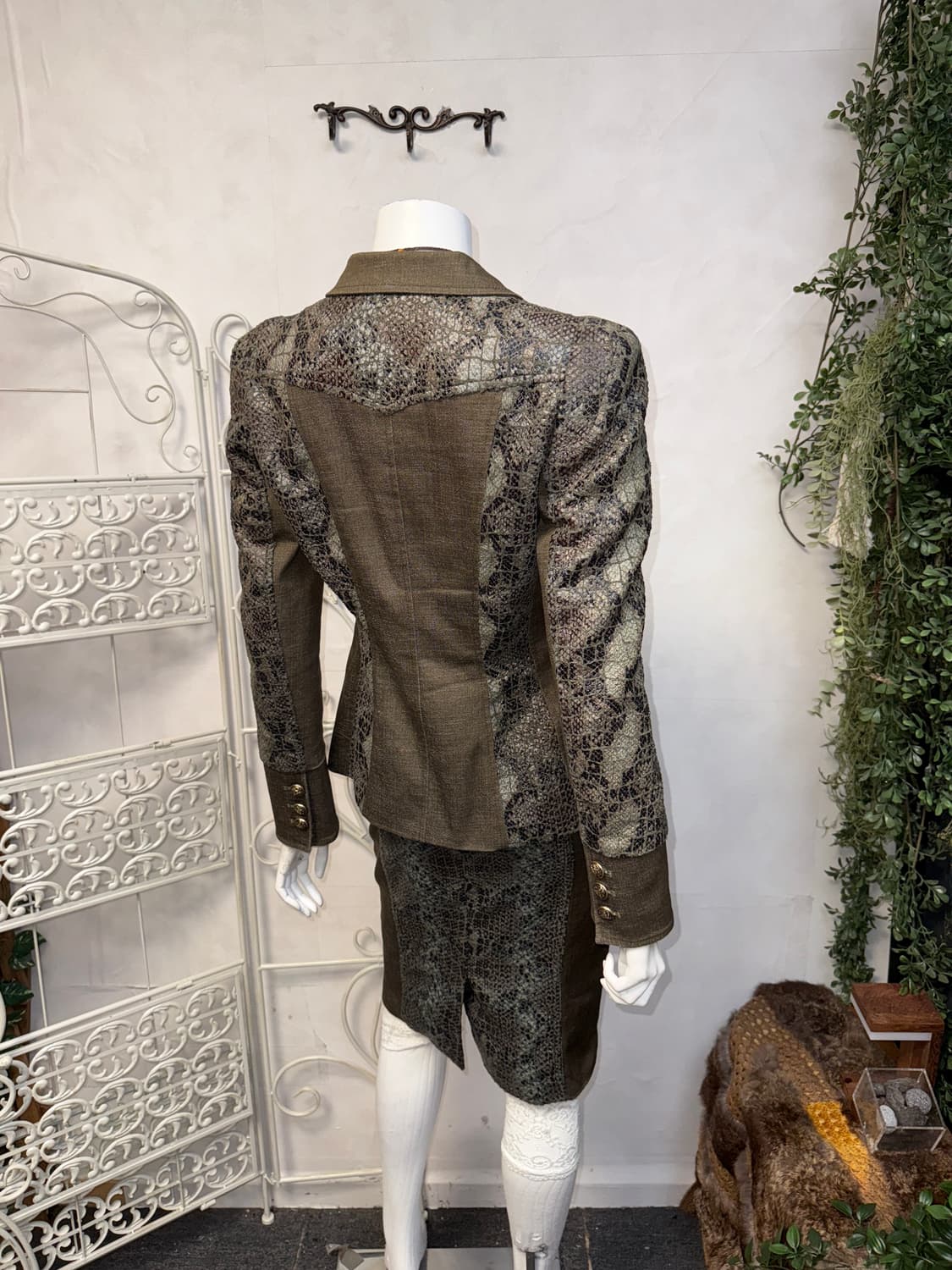 Jessi Newyork khaki python button setup  상품이미지3