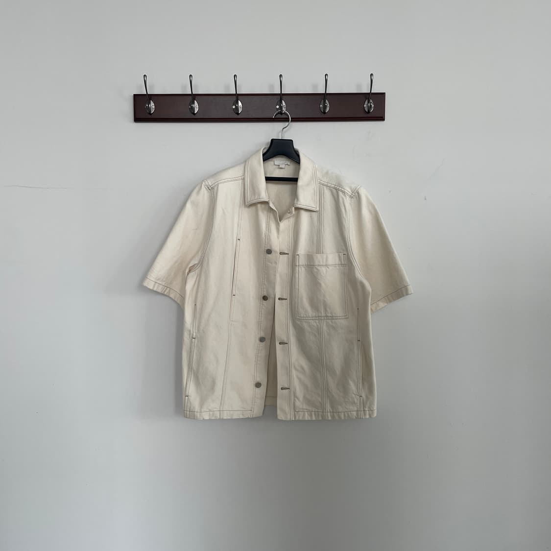 코스 아이보리 아이보리 데님 반팔 오버핏 아우터 셔츠 상품이미지2