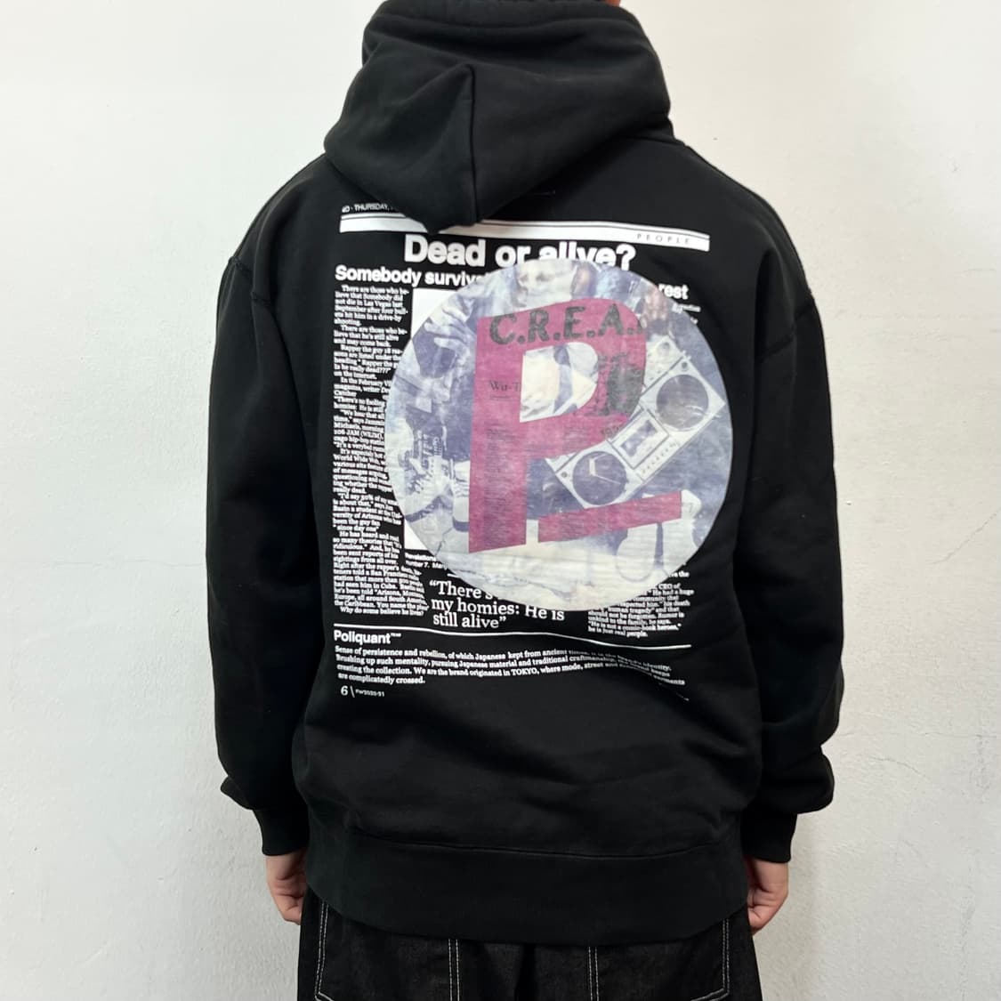 POLIQUANT 폴리퀸트 페이퍼 그래픽 후디 블랙 상품이미지4