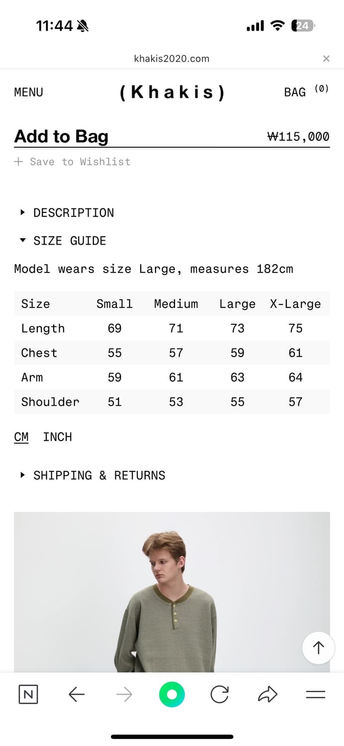 [M] 카키스 와플 헨리넥 롱슬리브 올리브 상품이미지3