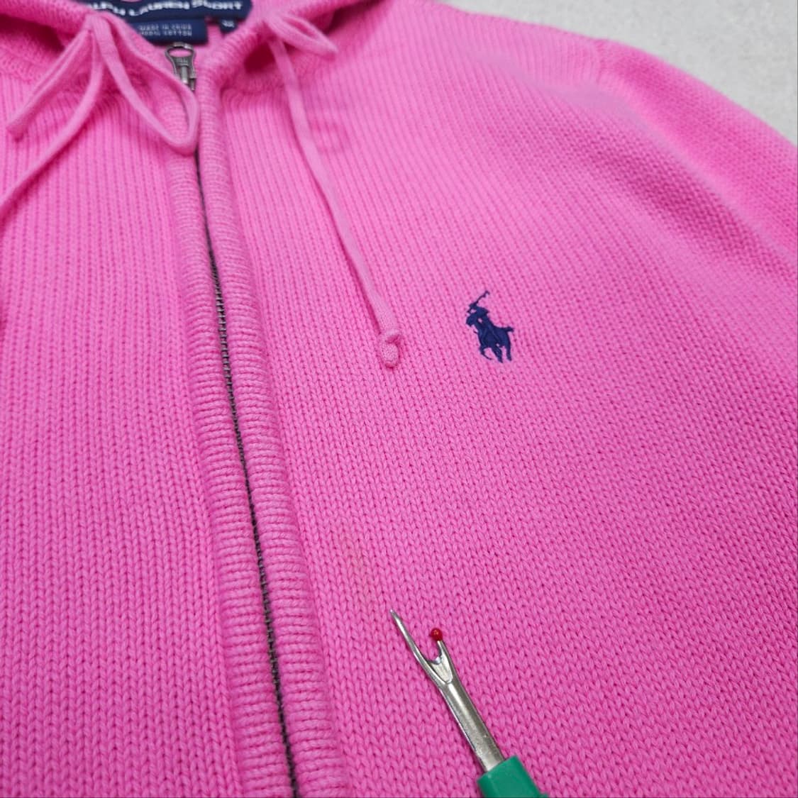 폴로 랄프 로렌 니트 후드 집업 M 핑크 상품이미지5