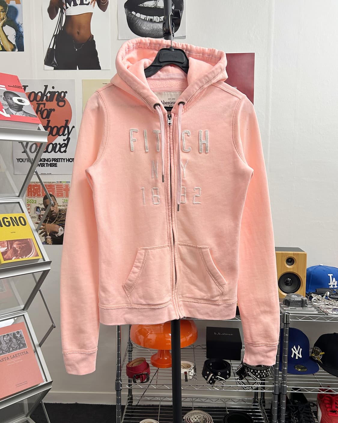 아베크롬비 아치로고 핑크 후드집업 상품이미지1