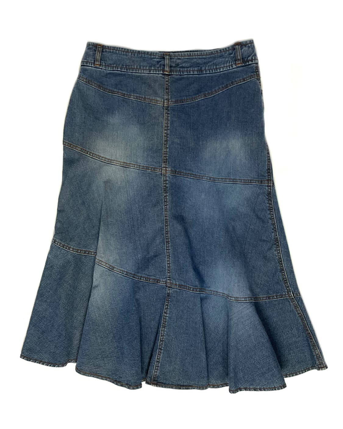 vintage 사선 미디 데님스커트 상품이미지2