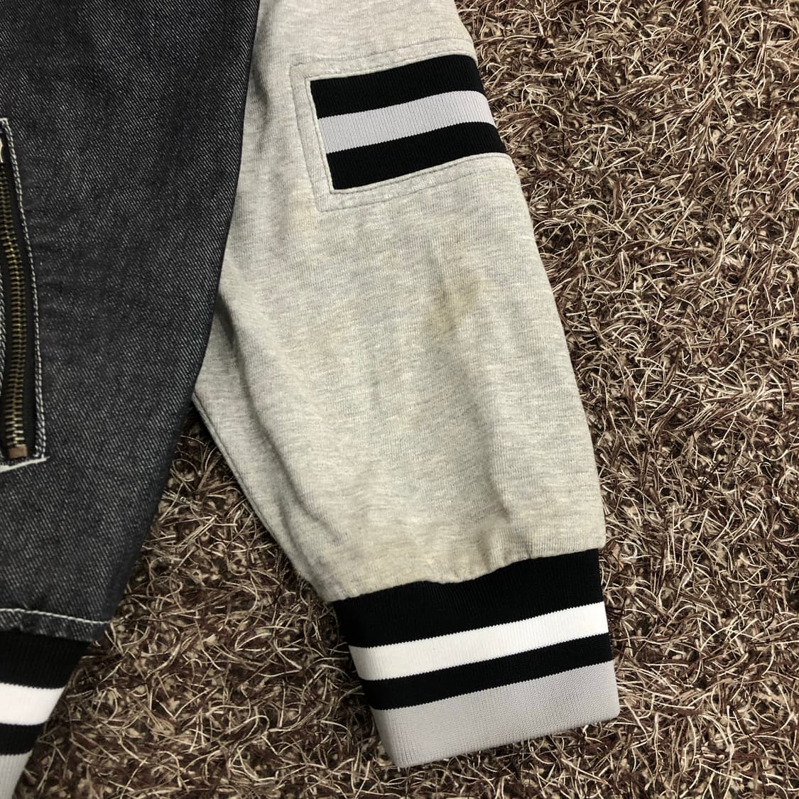 후부 데님 집업 유틸리티 배색 스타디움 자켓 상품이미지3