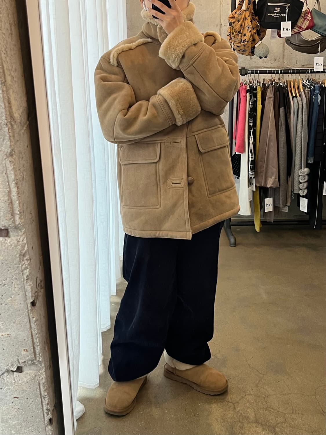 90s 램스킨 양가죽 스웨이드 시어링 자켓 상품이미지4