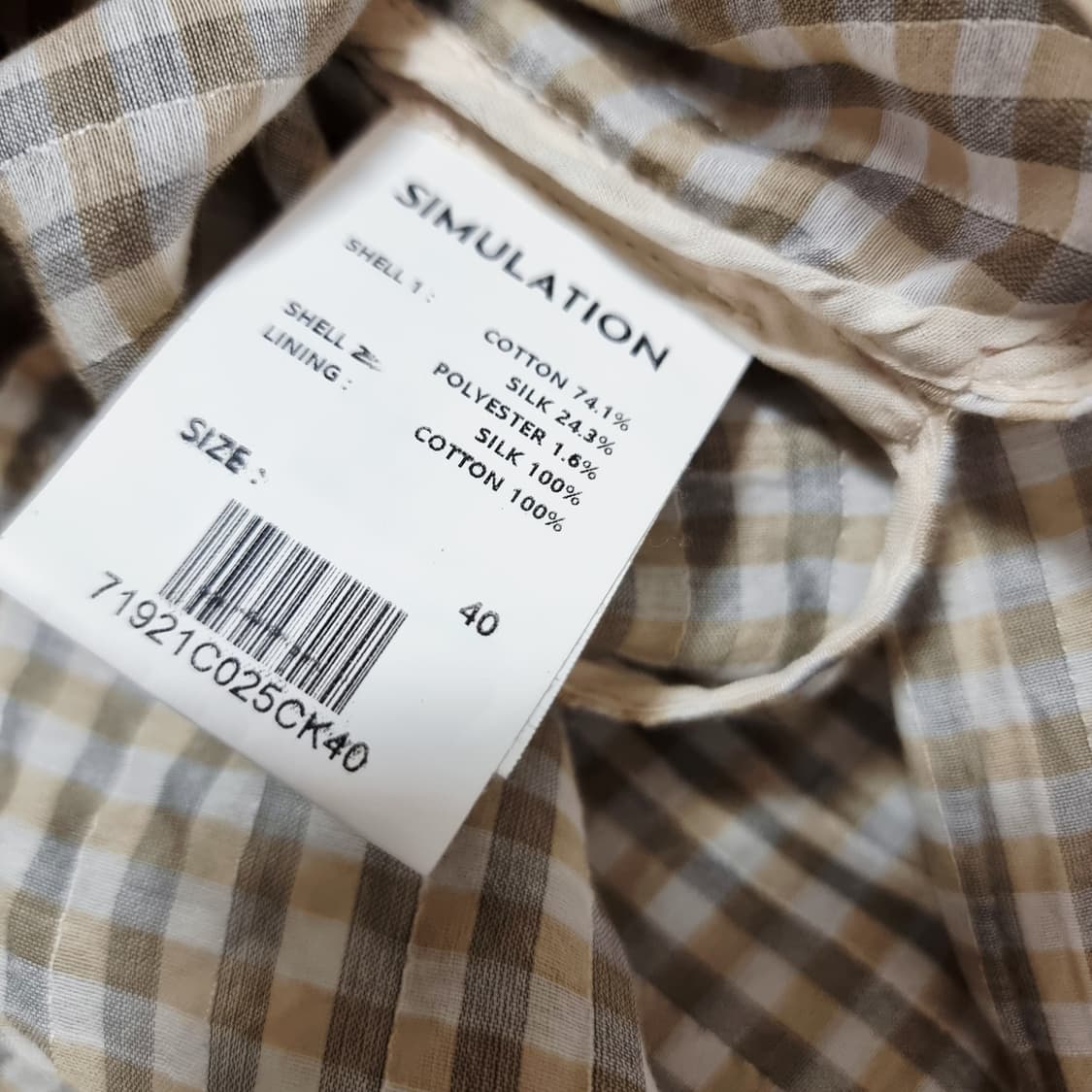 ETH SIMULATION 언발란스 실크혼방 셔츠 (55-66) 상태굿 상품이미지6