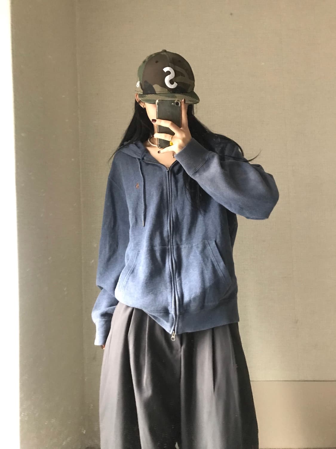 폴로 네이비 브라운 포니 후드집업 상품이미지5