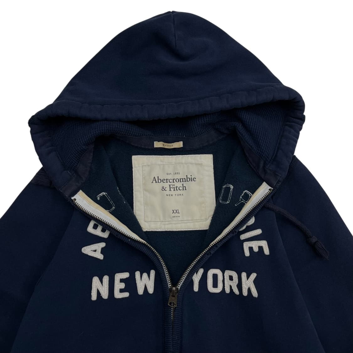 아베크롬비 센터로고 네이비 후드집업 XXL 상품이미지5
