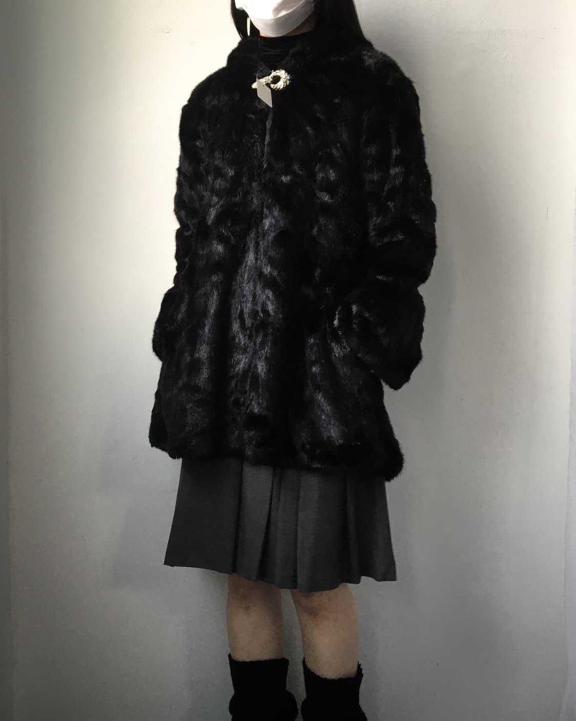 Fake fur hood jacket 상품이미지1