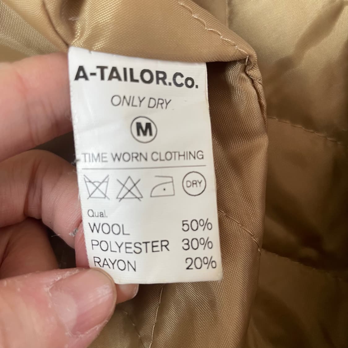 A' TAILOR 울 혼방 카키 더플 코트 M 상품이미지5