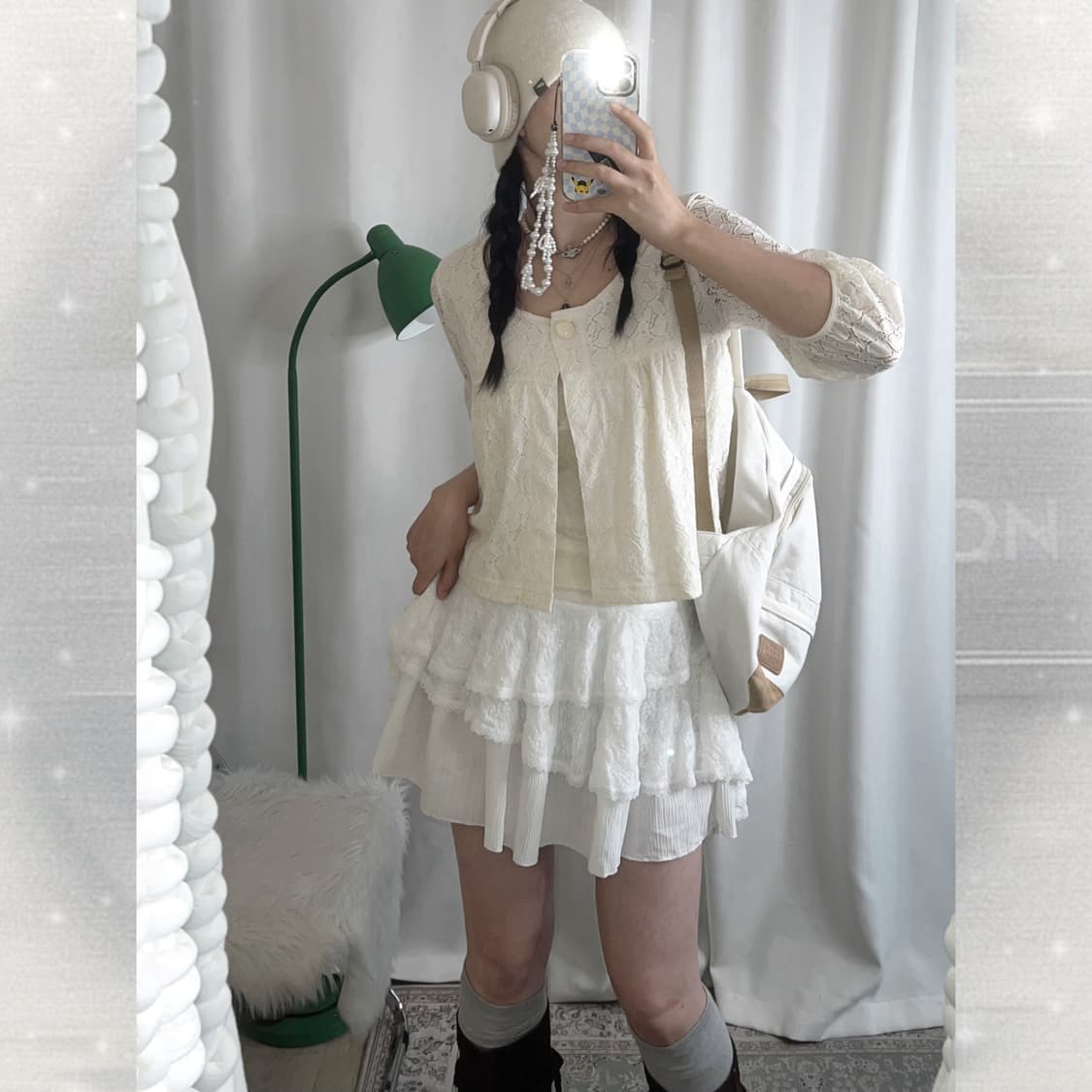 아이보리 레이스 원버튼 자켓 상품이미지2