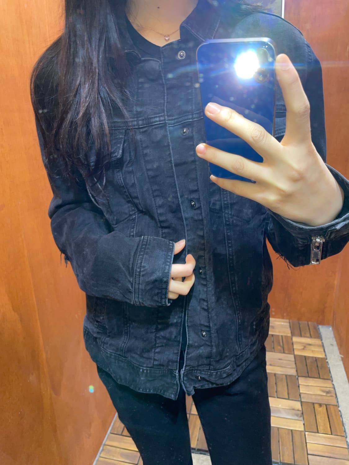 (L) Forever 21 빈티지 블랙 데님 자켓 상품이미지3