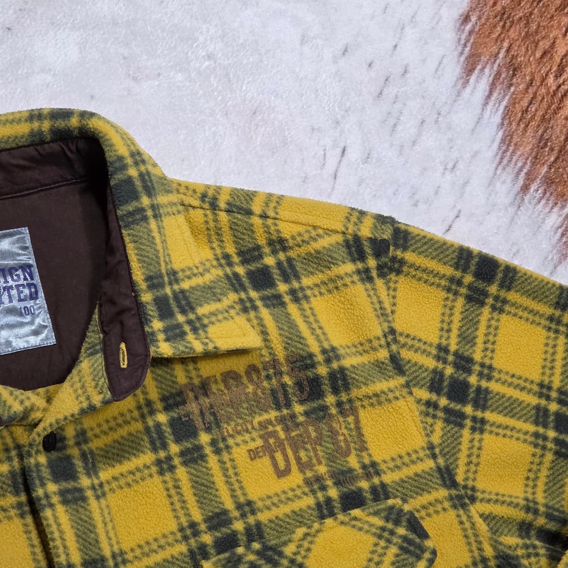 디자인 유나이티드 옐로우 체크 후리스 셔츠 상품이미지2