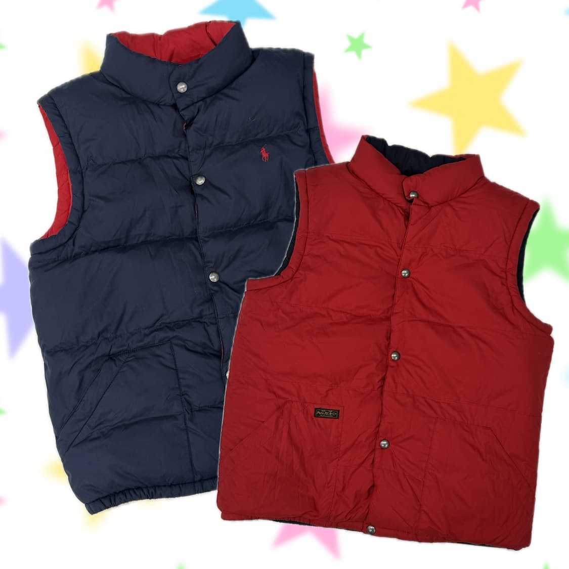 폴로 리버시블 네이비 구스 패딩 조끼 핀터 아메카지 시티보이 상품이미지1