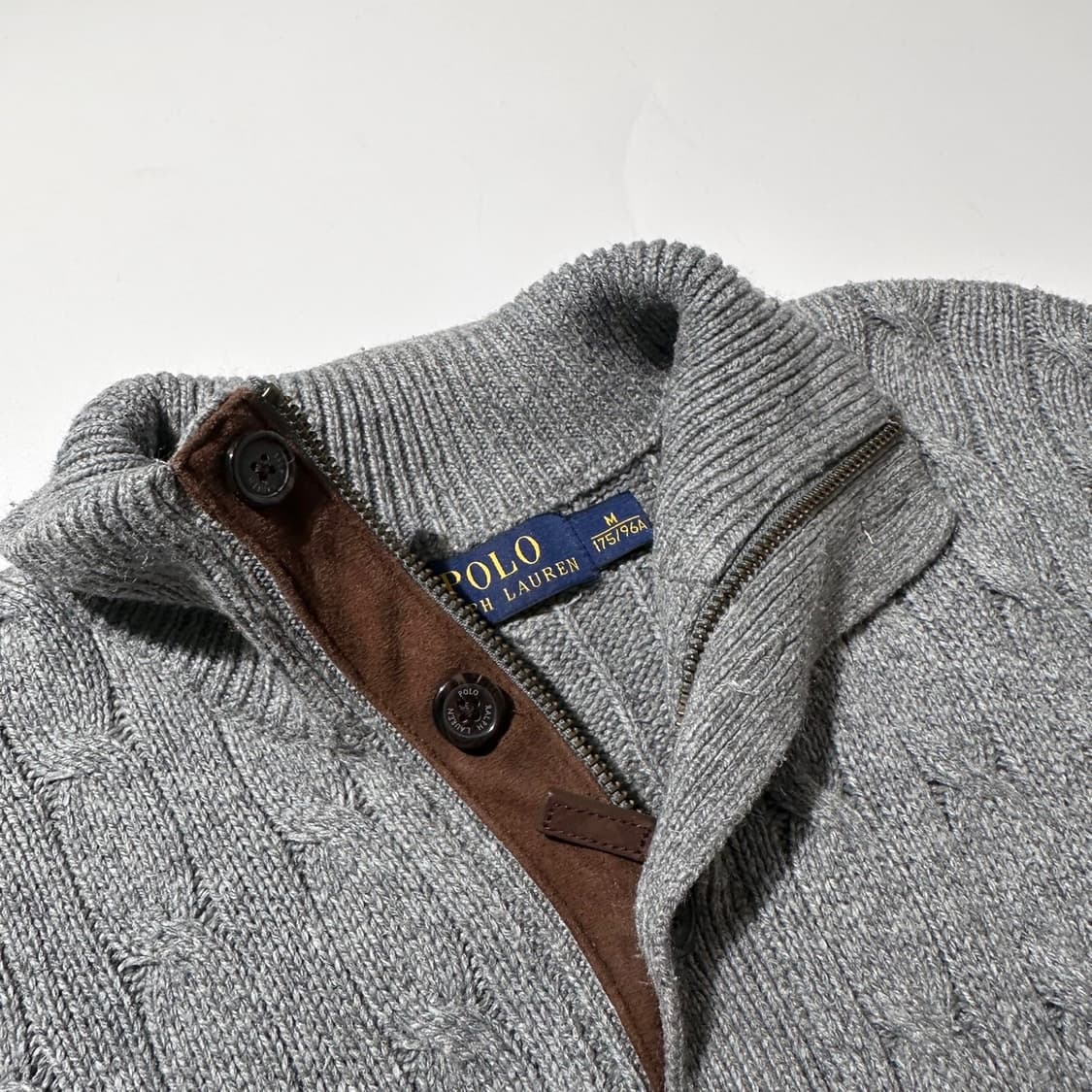 폴로 랄프로렌 케이블 실크 하프집업  버튼 니트 상품이미지5