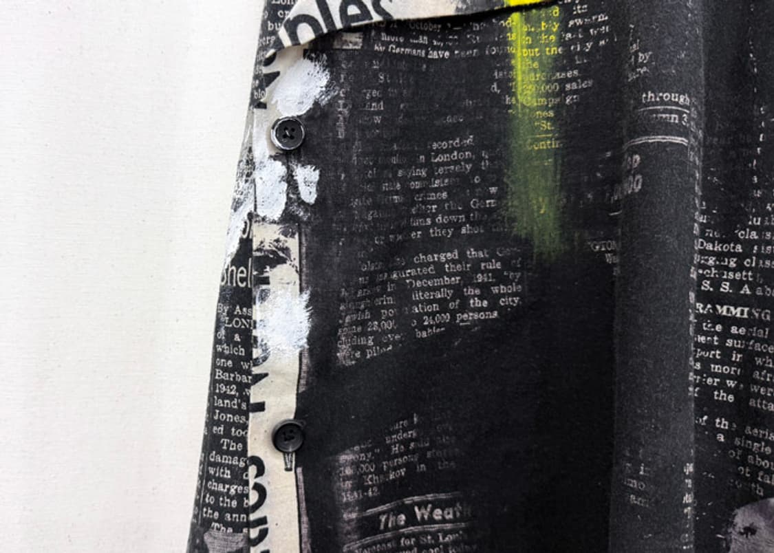 요지야마모토 뿌르옴므 페인트 뉴스페이퍼 드로스트링 하프 팬츠 상품이미지4