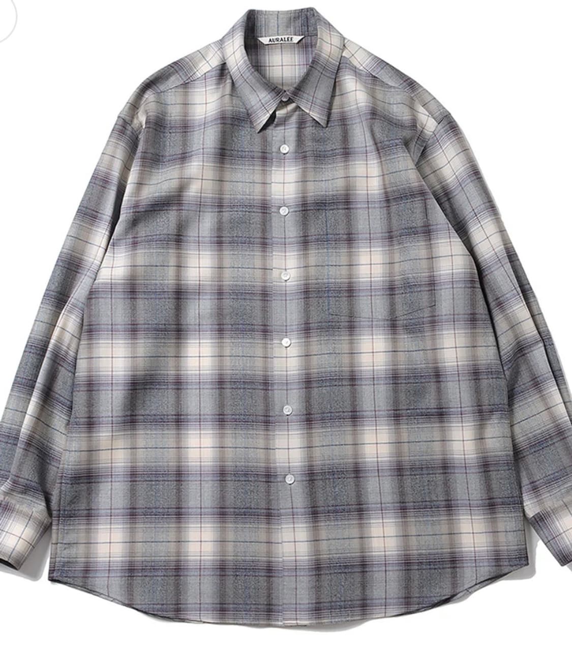 오라리 23aw 체크 셔츠 그레이 상품이미지1
