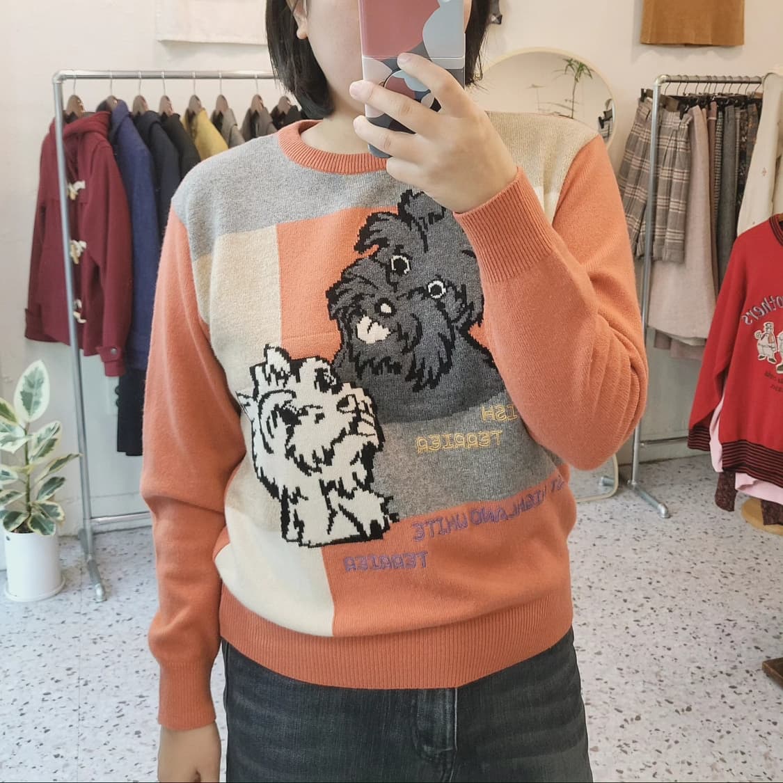 Black&white 테리어자수 울100 니트 상품이미지10