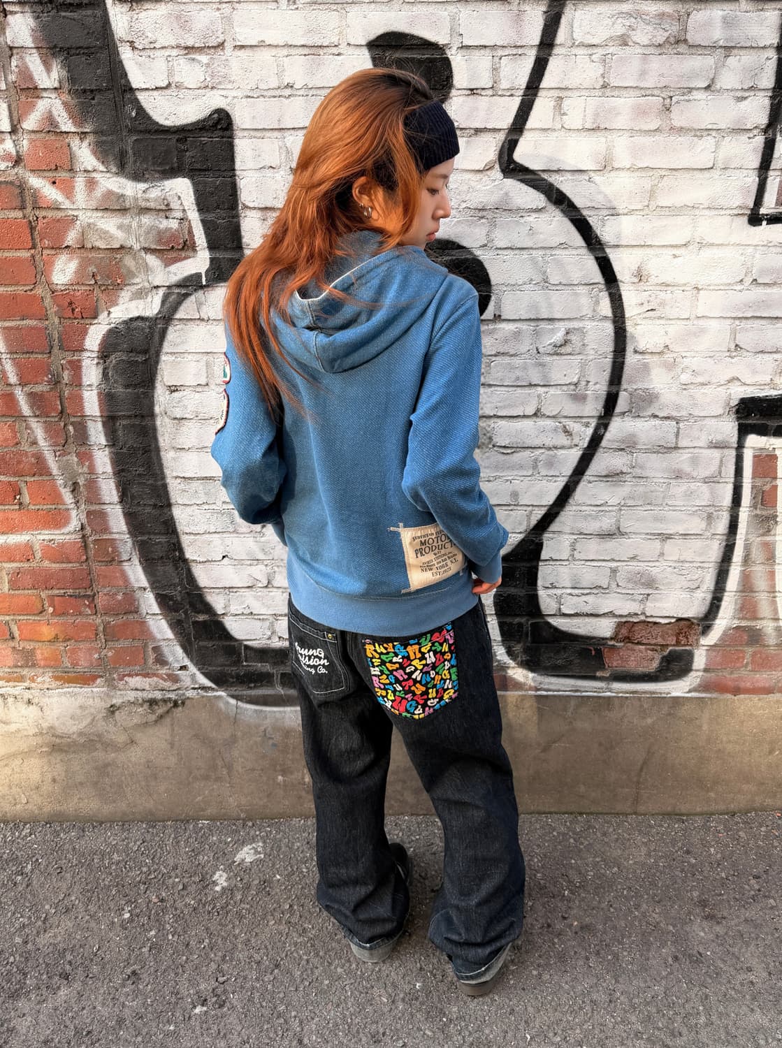 아비렉스 모터 투어 패치 블루 후드집업 상품이미지2