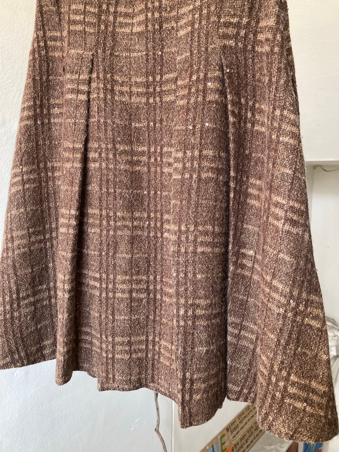 빈티지 에스닉 체크 플리츠 미디 스커트 상품이미지3