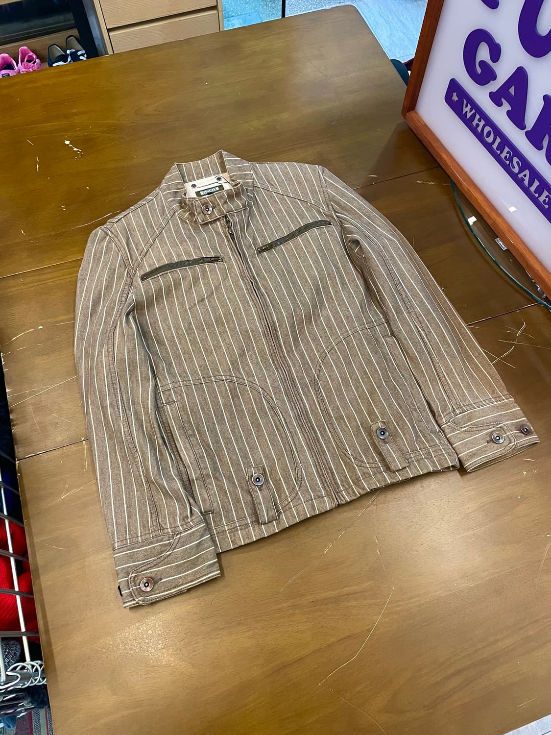 일본빈티지 스트라이프 집업 데님자켓 B162 상품이미지1