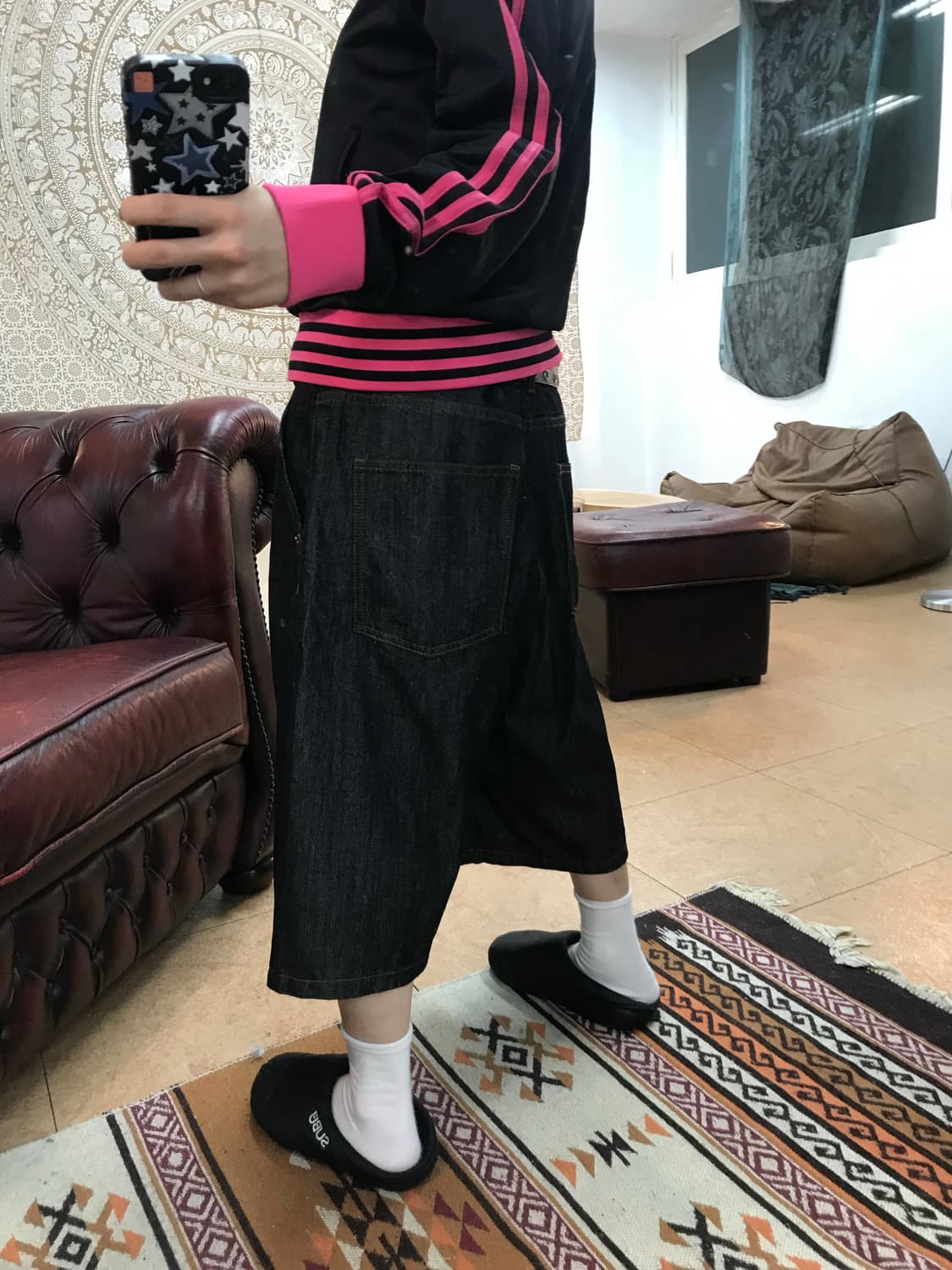 빈티지 생지 핀턱 데님 반바지 상품이미지3