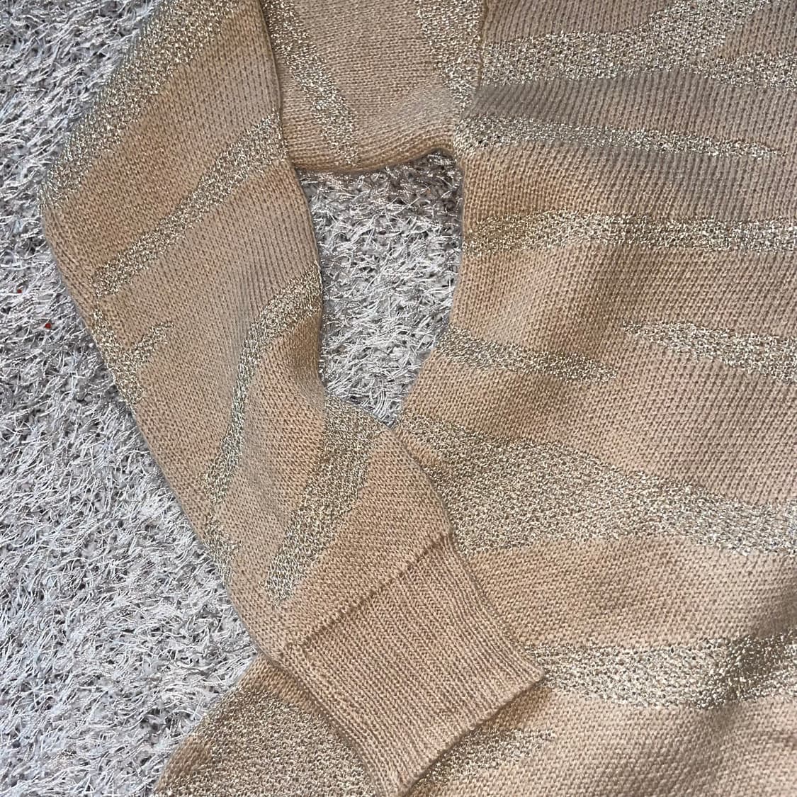 갸루 지브라 브라운 펄 니트 원피스 상품이미지5