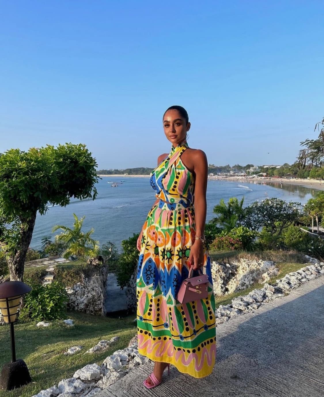 자라 코튼 홀터넥 슬리브리스 프린팅 탑 M 새상품 상품이미지6