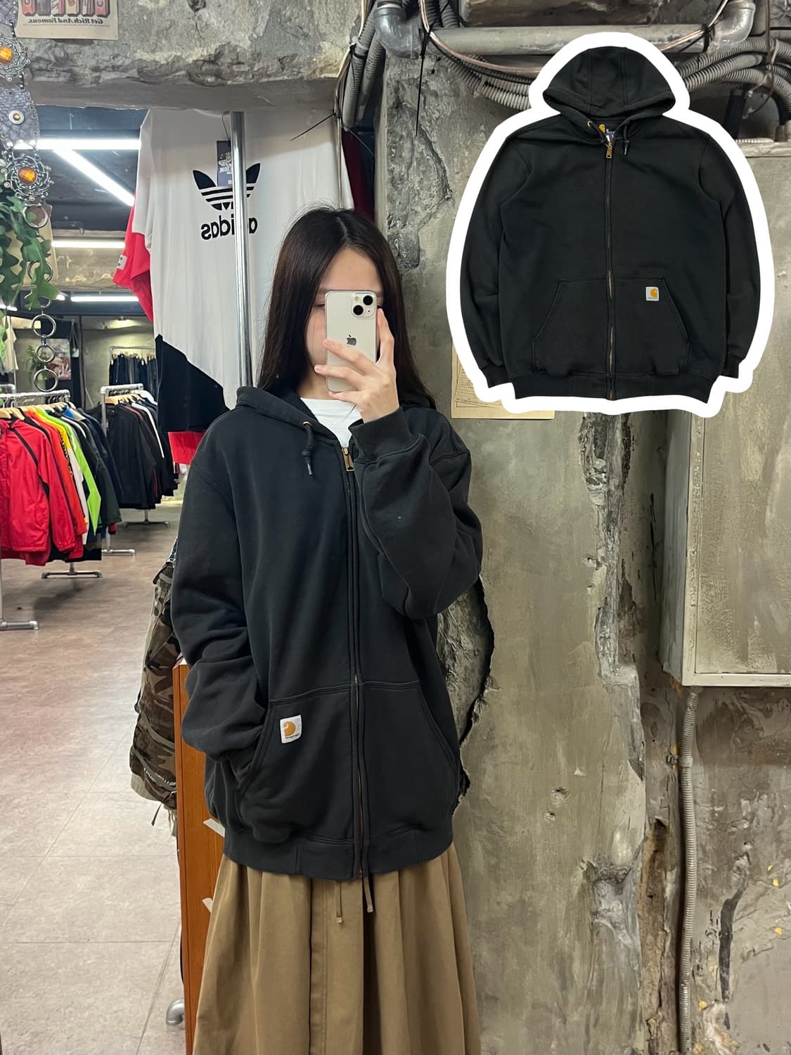 칼하트 후드집업 블랙 M #csz1461 상품이미지1