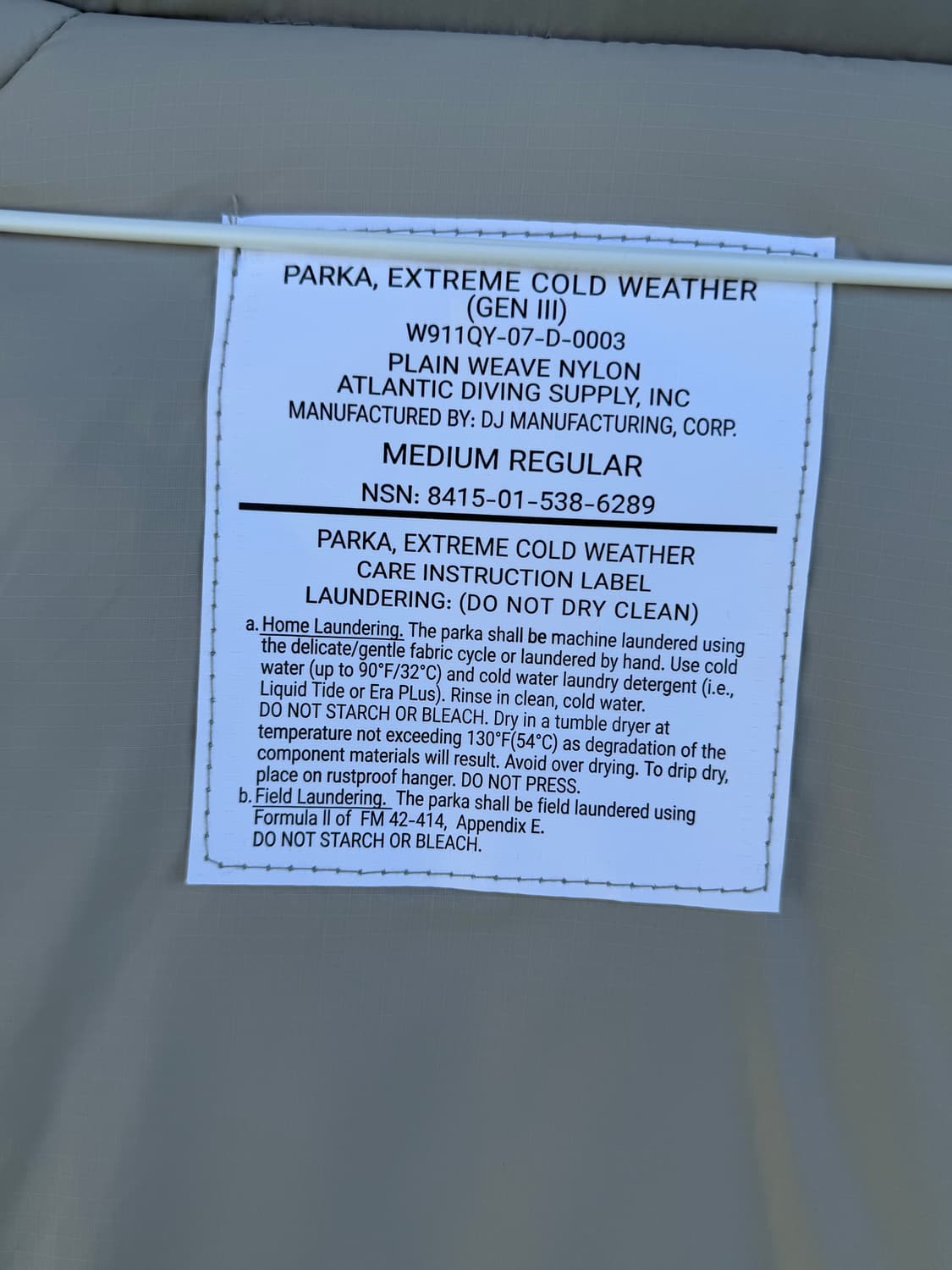 미군 레플리카 Level 7 프리마로프트 파카 상품이미지7