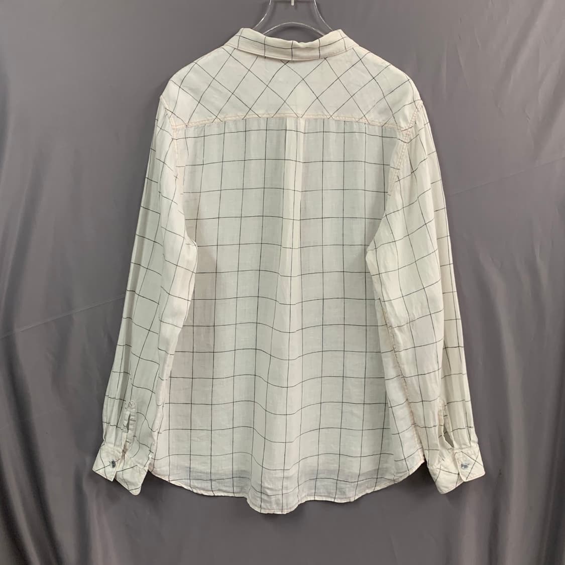 XL 커스텀멜로우 린넨 화이트 체크 셔츠 남방 상품이미지2
