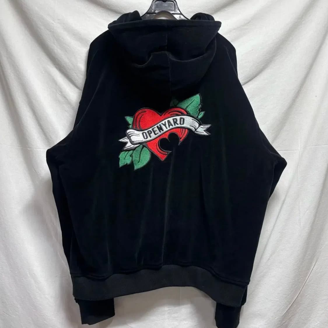 오와이OY 벨벳 하트 로고 후드집업 아우터 상품이미지4