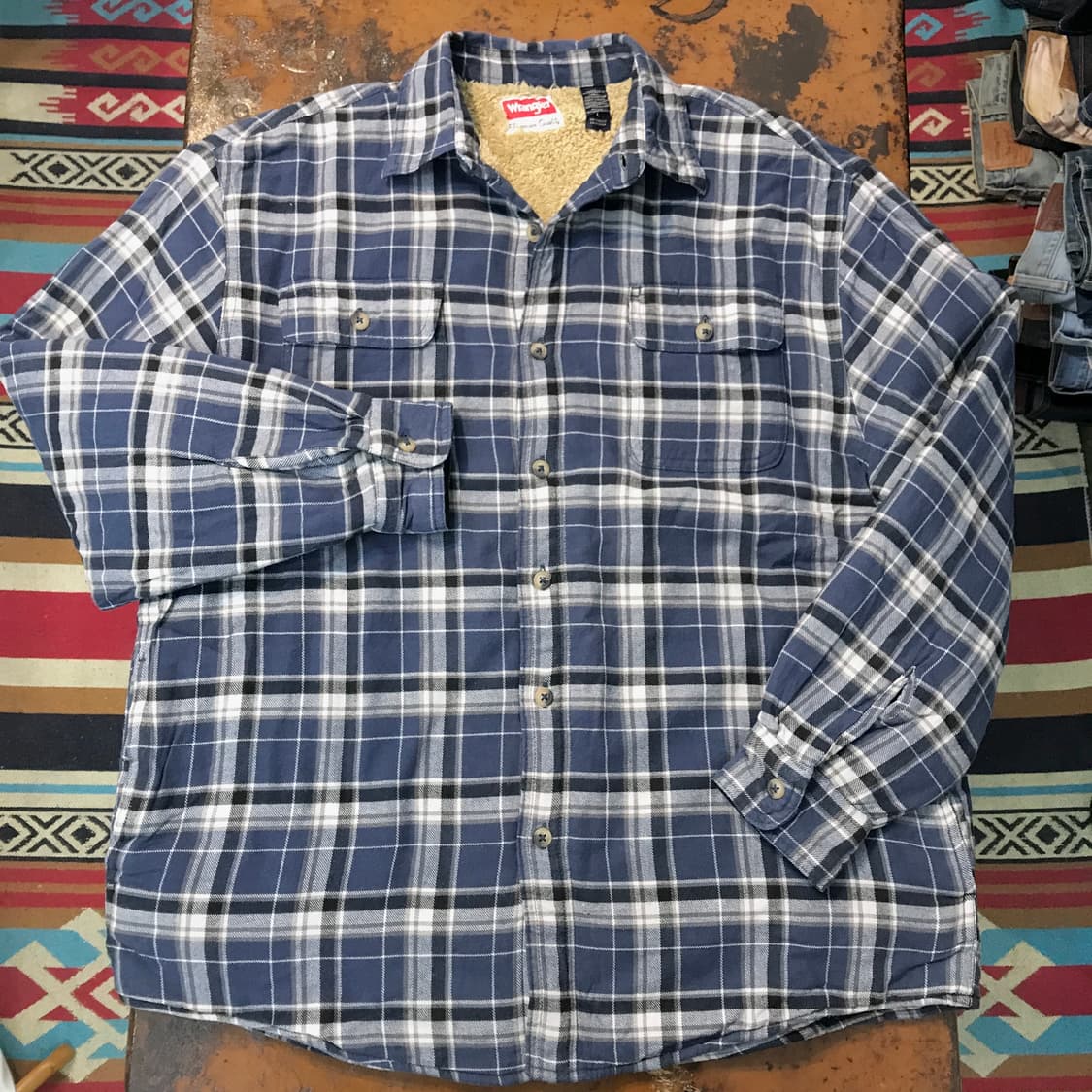 랭글러 라이트 네이비 타탄 체크 양털 셰르파 자켓 남성 110  상품이미지1