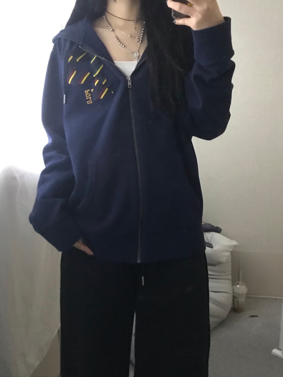 폴로 네이비 오버핏 후드집업 상품이미지4