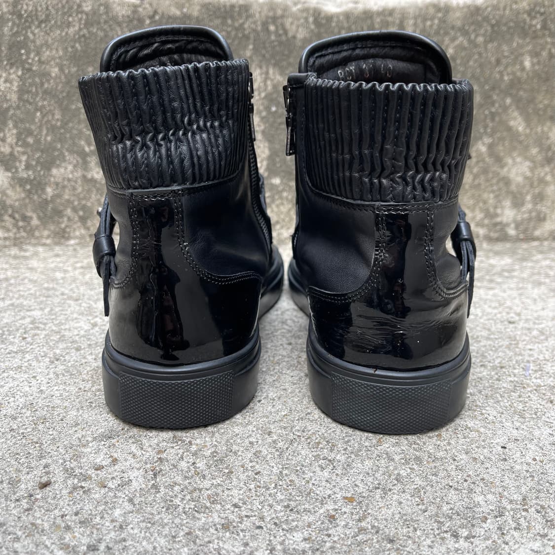 [40] Neil Barrett 블랙 레더 하이탑 스니커즈 (260) 상품이미지5