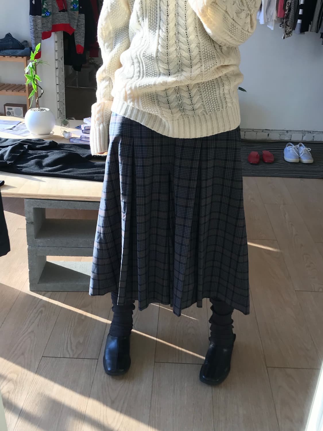 vintage check skirt pants  상품이미지2