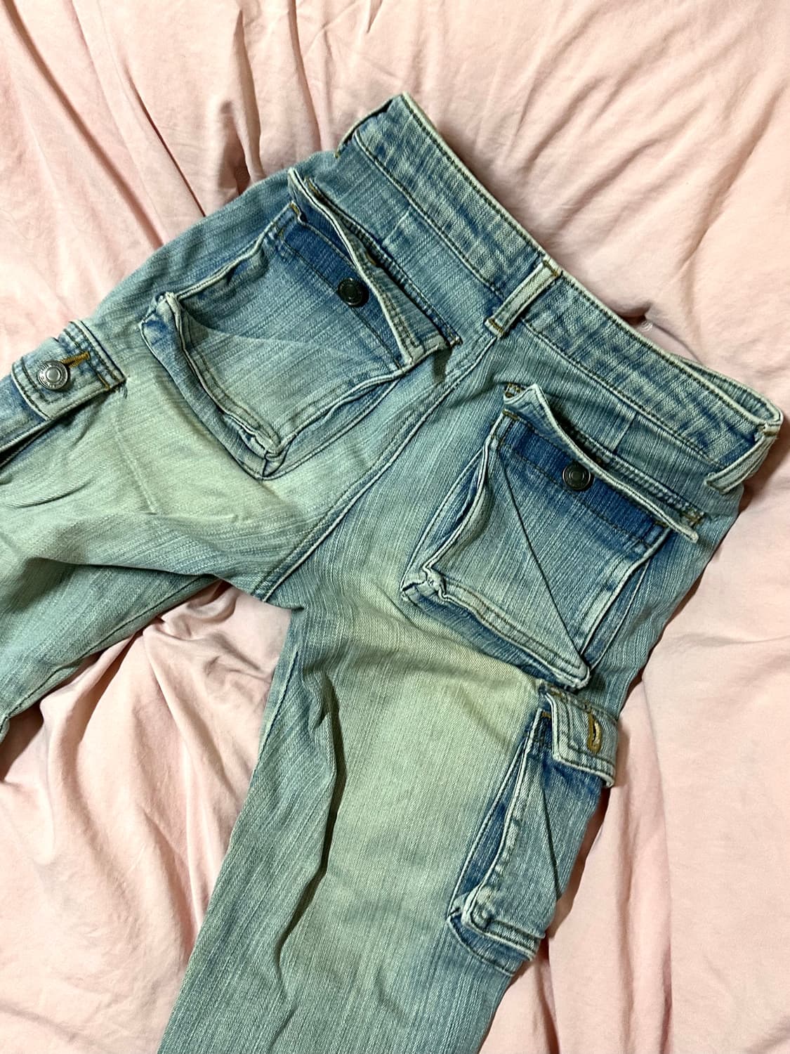 워싱 로우라이즈 부츠컷 카고 팬츠 상품이미지4