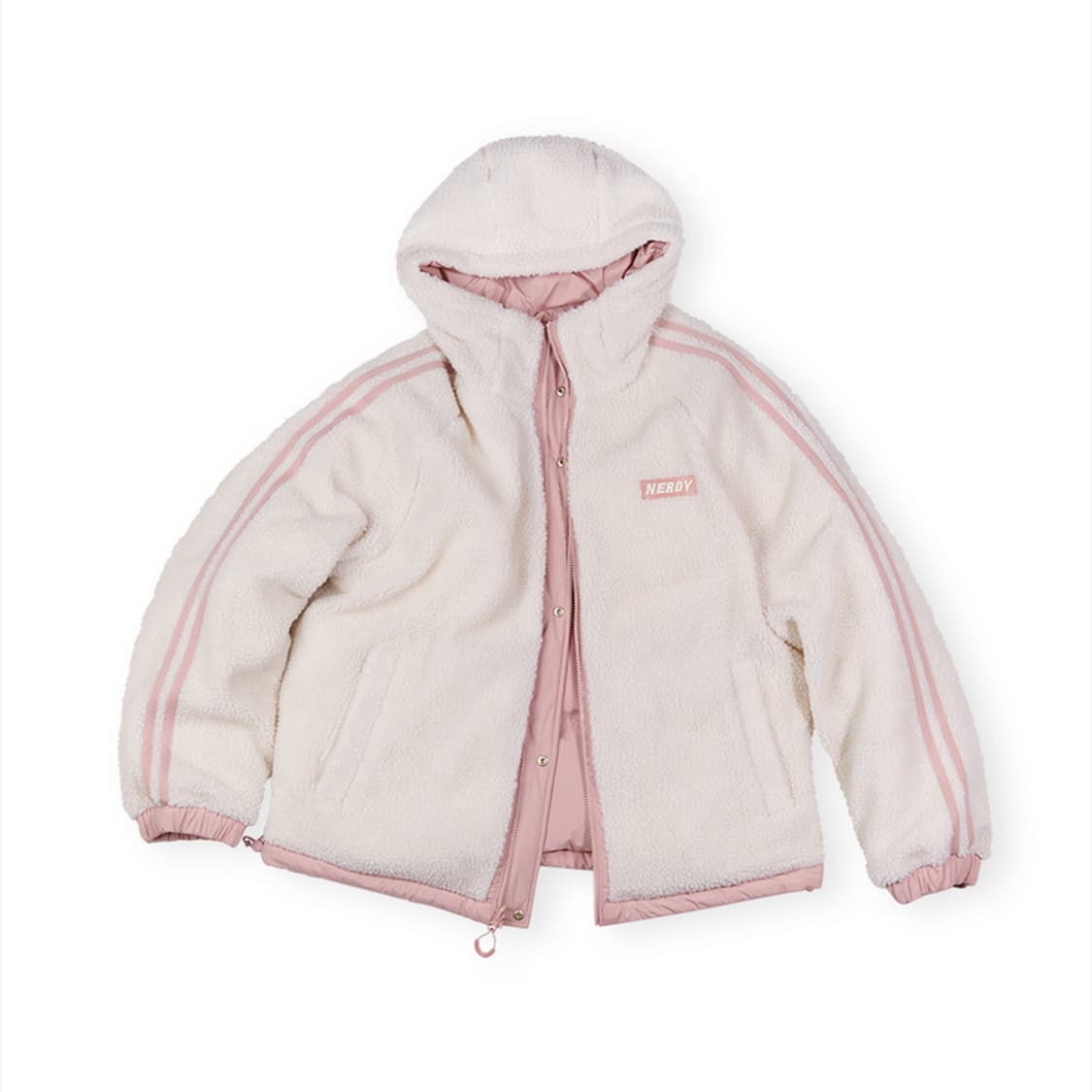 널디 리버시블 플리스 다운 자켓 핑크 상품이미지4