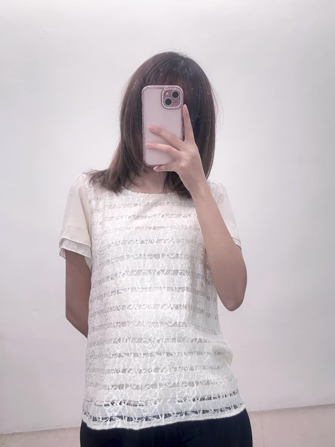 glacier 레이스 반팔 블라우스 (착샷o) 상품이미지2