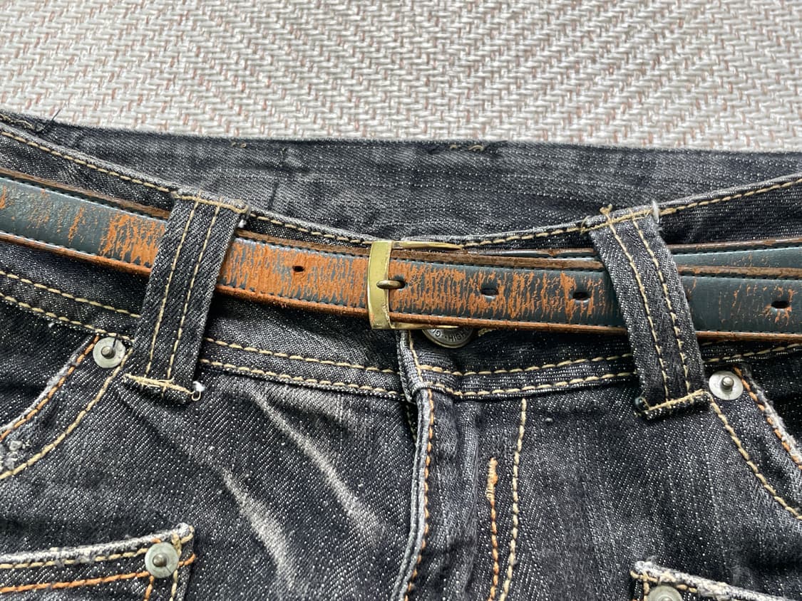 빈티지 슬림 레더 에이징 빈티지 벨트 상품이미지2