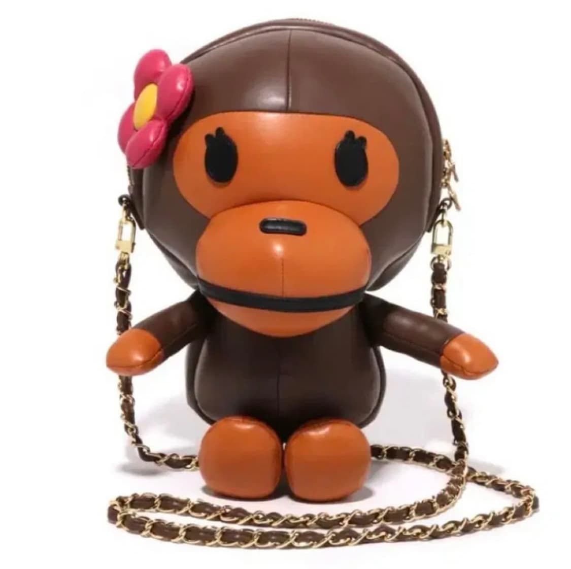 Bape 베이프 베이비 리사 플러시 돌 체인 숄더백 브라운 상품이미지1