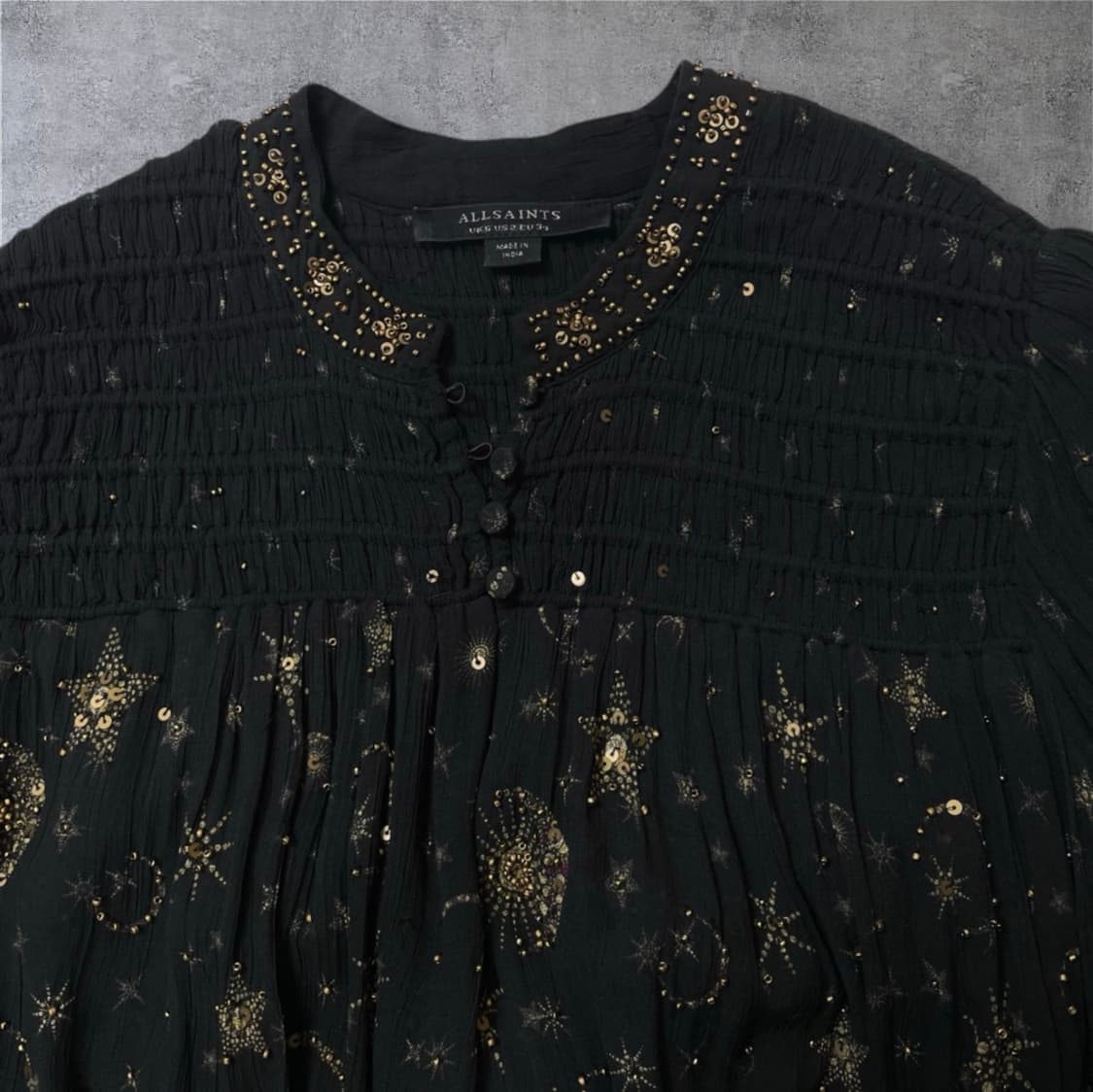 올세인츠 Allsaints 블랙 이소벨라 셀렌 비즈 원피스 EU34 상품이미지5