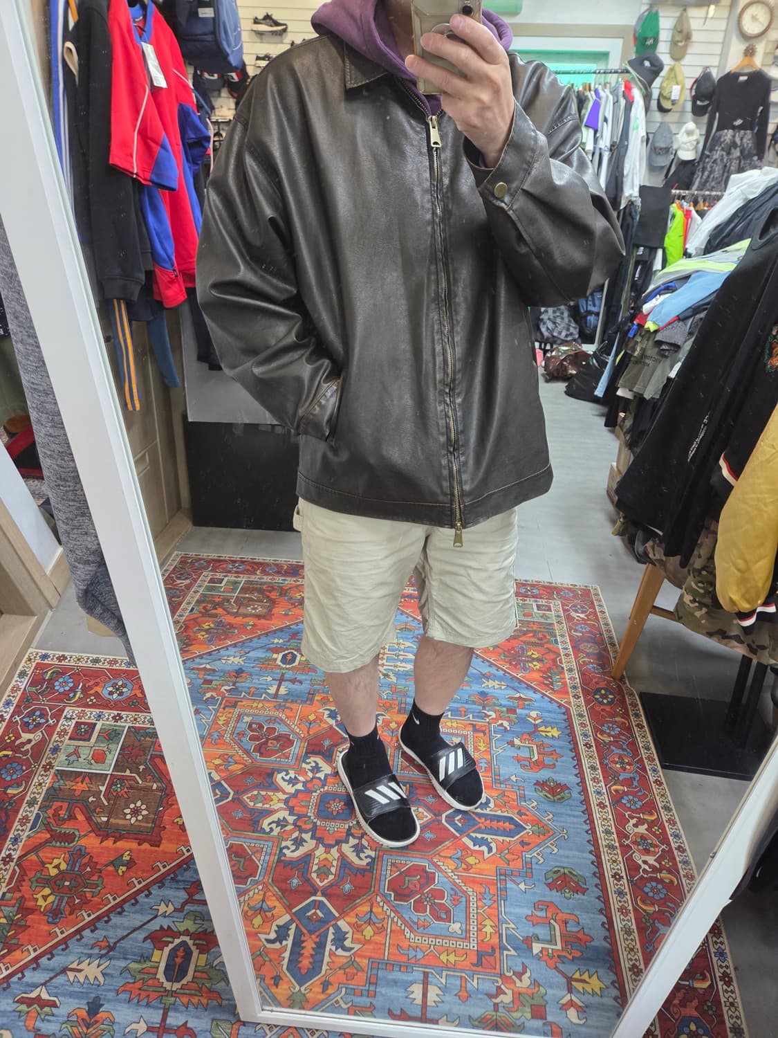 러기드하우스 빈티지워싱 투웨이 레더 자켓 xxl 상품이미지7