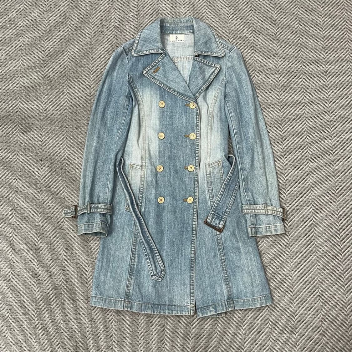 쿠미쿄쿠 더블버튼 데님코트  v0083 상품이미지1