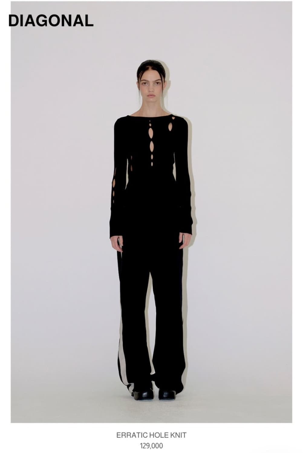 다이애그널 홀 니트 ERRATIC HOLE KNIT (black) 상품이미지1