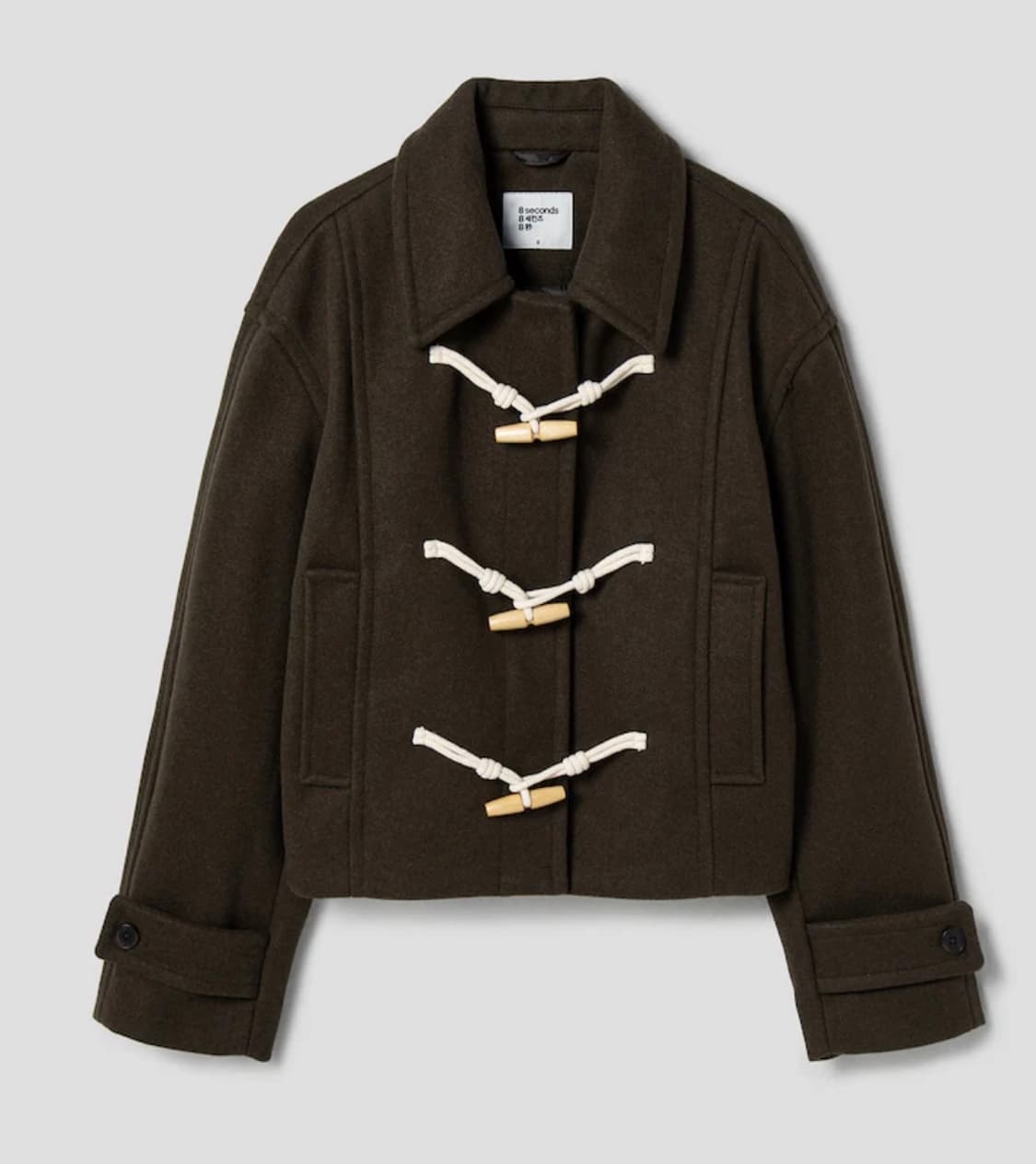 에잇세컨즈 여성 솔리드 미들 더플 코트 브라운 숏코트 떡볶이코트 상품이미지1