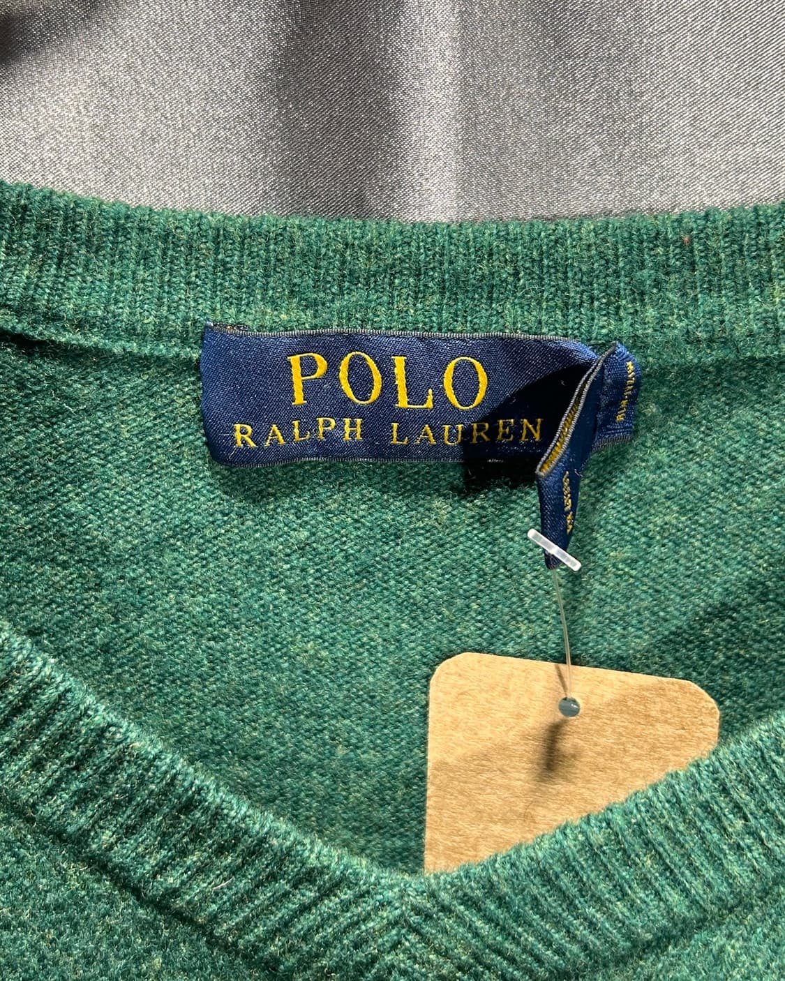 XL 폴로랄프로렌 버건디 포니 그린 브이넥 울니트 상품이미지5