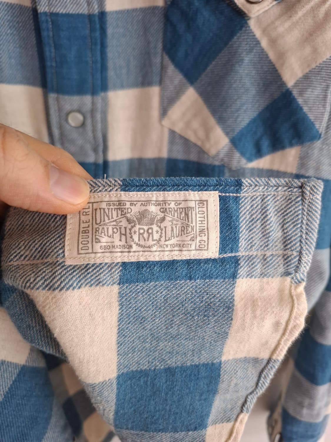 M RRL 플래드 트윌 블루 화이트 체크 웨스턴 셔츠 상품이미지2